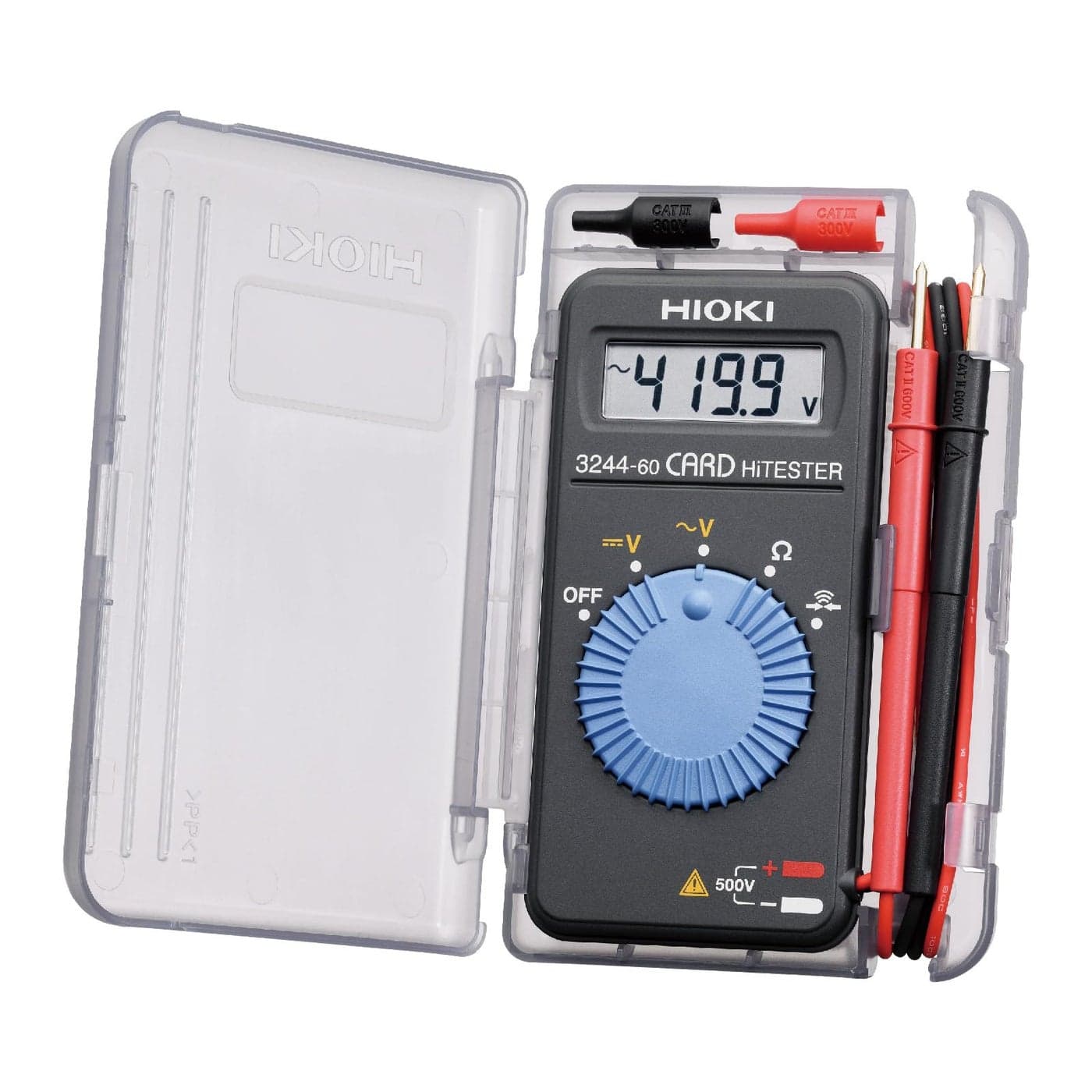 Hioki 3244-60 Card HiTester and Digital Multimeter, 41.99 Megaohms Resistance, 500V AC/DC Voltage