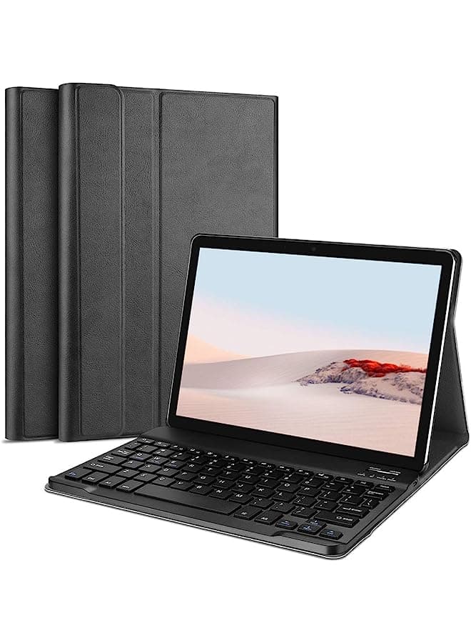 Keyboard Case For Surface Go 3 2021/Surface Go 2 2020/ Surface Go 2018, Slim Pu Leather Lightweight Protective Cover With Magnetically Detachable Wireless Keyboard For Surface Go 3/2/1 -Black