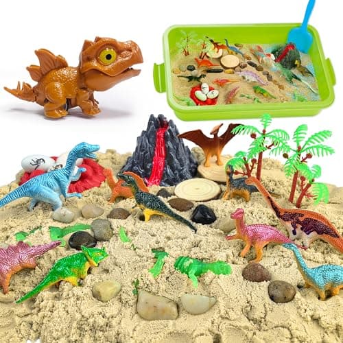 Carolart Dinosaur Sensory BinDinosaur Toys for Toddler Boys and GirlsInclude Glow in The Dark DinosaurEasy Storage Sensory Toys