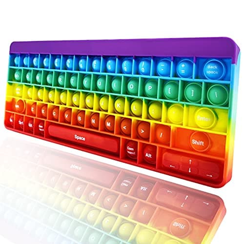 Exun Push Pops Bubble Fidget Sensory Toys Rainbow Popping Silicone Game Toy Anxiety Stress Reliever Autism Toy for Kids and Adults Anxiety ADHD ADD Autism Keyboard