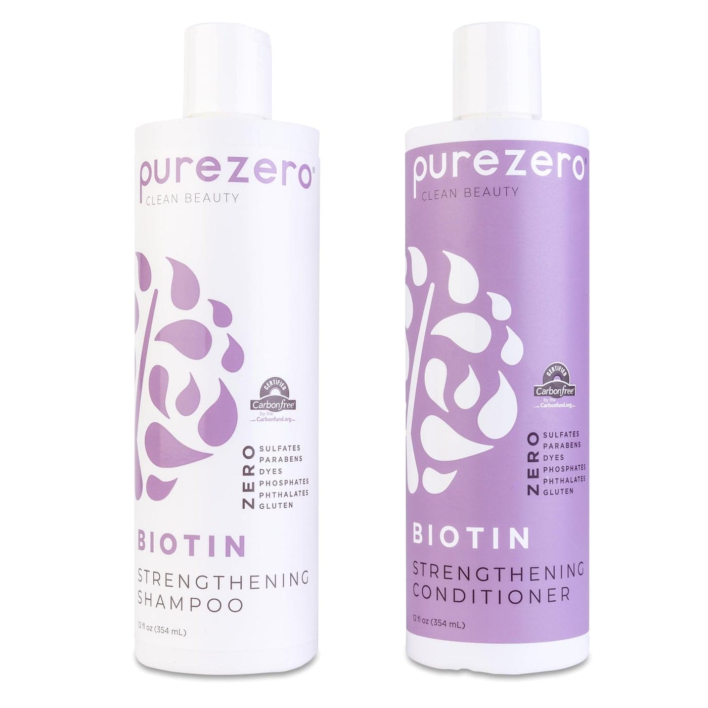 Purezero Biotin Shampoo Conditioner set Anti Thinning Formula Volumizing Thicker Fuller Hair Zero Sulfates Parabens Dyes Gluten 100 Vegan Cruelty Free Great For Color Treated Hair