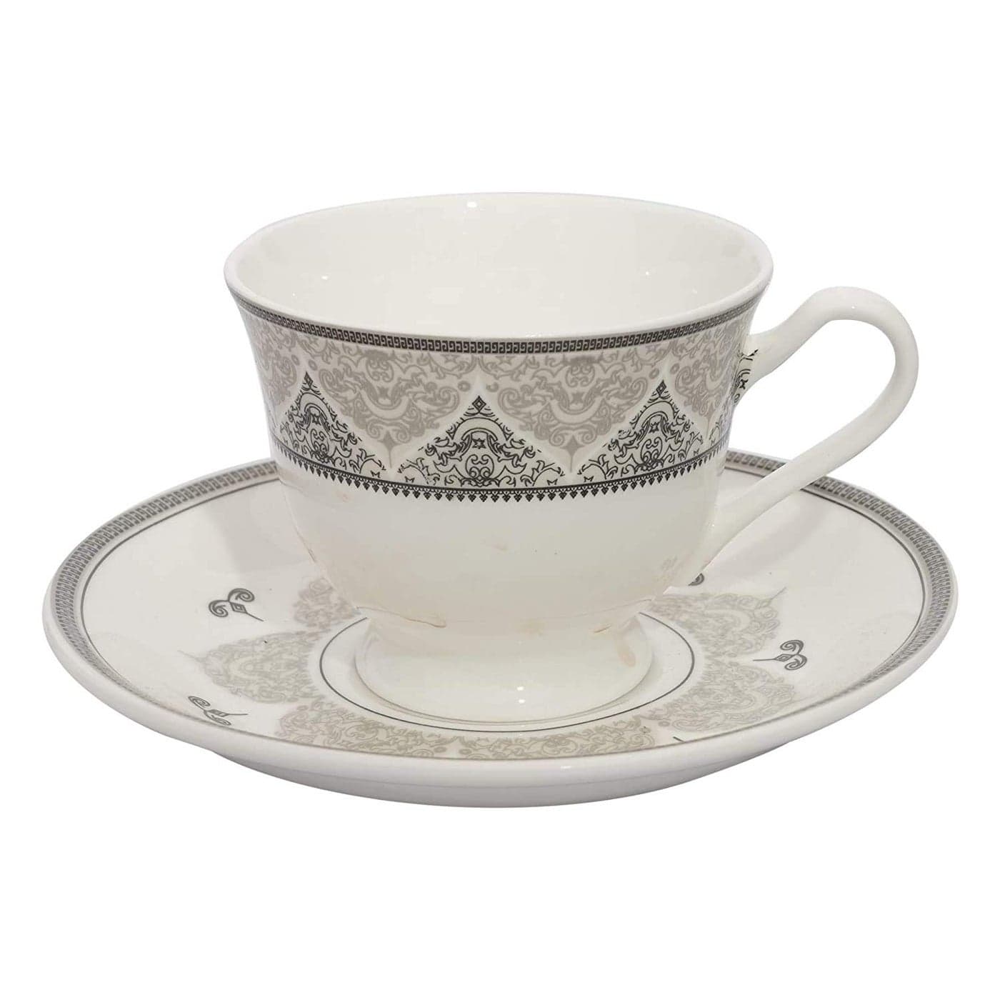 SAAIKEE Bone China Deluxe Gold Line Dinnerware Tea Cups Mugs Saucers 160ML Set of 6 6 Cups 6 Saucer