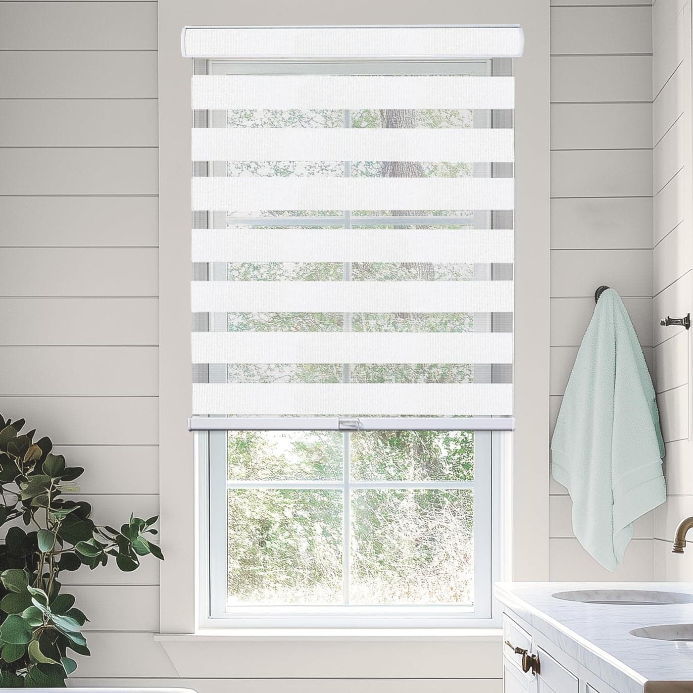 CHICOLOGY Zebra Blinds Roller Window Shades Blinds for Windows Roller Shades for Windows Window Shades for Home Window Shades Pull Down Shades for Windows 72 W X 72 H Basic Arctic