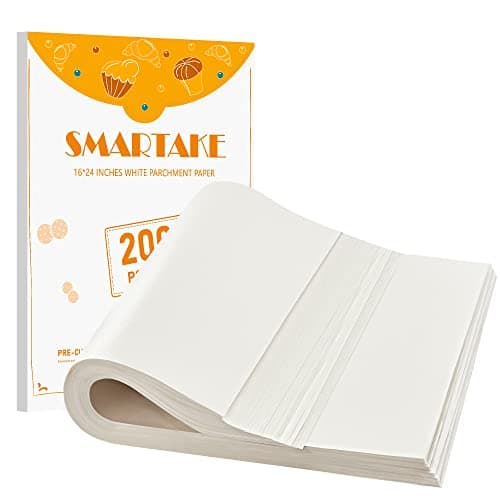 SMARTAKE 200 Pcs Parchment Paper Baking Sheets 16x24 Inches NonStick Precut Baking Parchment Suitable for Baking Grilling Air Fryer Steaming Bread Cup Cake Cookie and More White