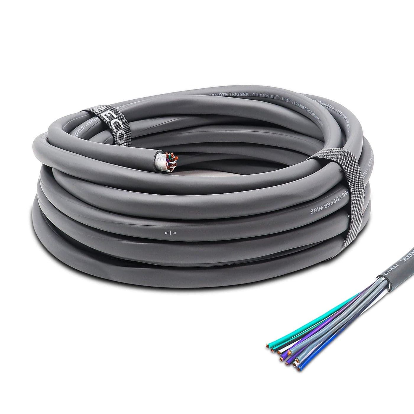 RECOIL 20Feet 9Conductor Speaker Cable 18AWG Pure OFC UltraFlex and Easy Peel Jacket 4Channel Speaker Wire and Remote Wire