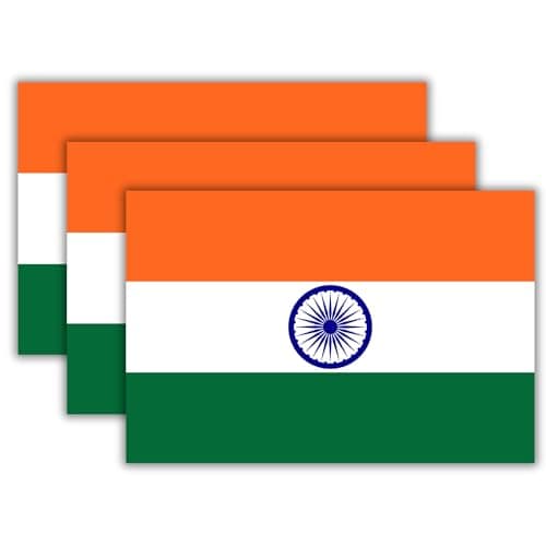 Indian Vinyl Flag Stickers Car Decals Waterproof Indoor Outdoor Laptop Stickers Car Bumper India Flag 5 x 3 Inches Set of 3