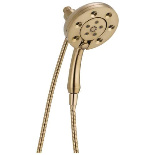 Delta Faucet 4Spray In2ition 2in1 Dual Shower Head with HandHeld Spray H2Okinetic Gold Shower Head with Hose Showerheads Hand Shower Magnetic Docking Lumicoat Champagne Bronze 58472CZPR