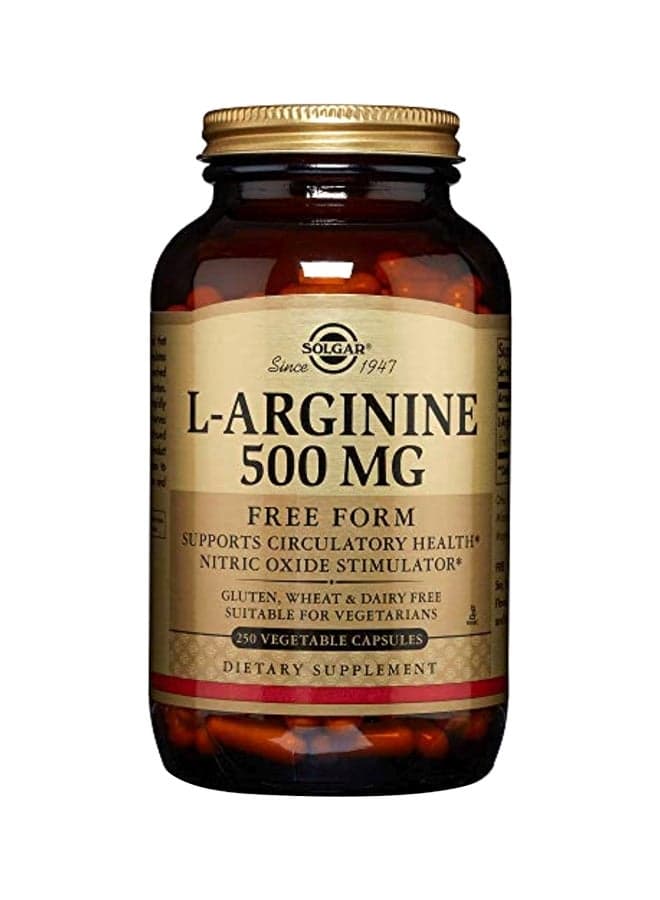 L-Arginine 500 mg Dietary Supplement - 250 Capsules