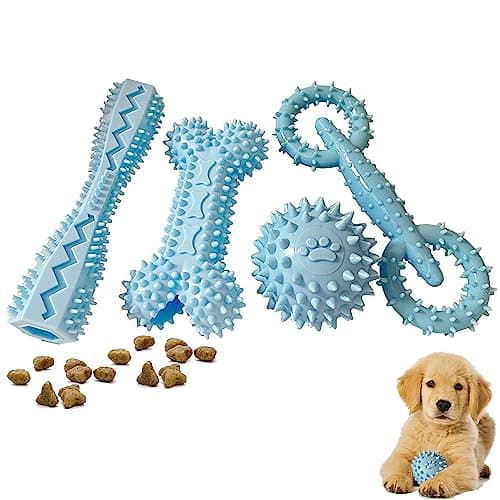 Cdyzqikm 4 Pack Puppy Teething Toys 06 Months Puppy Chew Toys for Teething Cute Small Dog Toy Soft Rubber Toy for PuppiesBlue