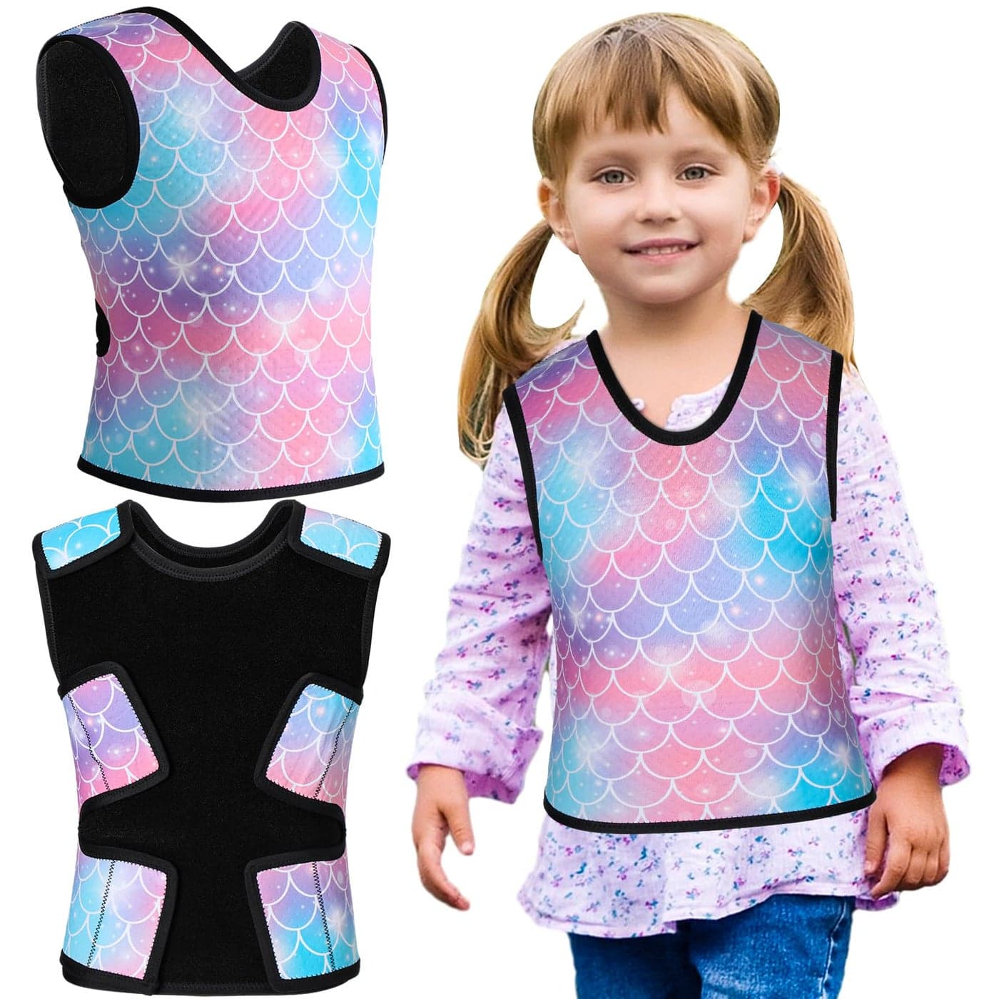 Janmercy Compression Vest for Kids Boys Girls Soft Breathable Compression Vest Comfort for Home Children SchoolMermaidSmall