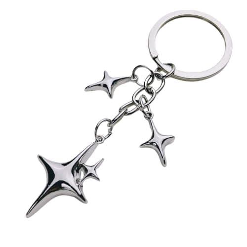 Pingyongchang Star Moon Keychain Y2k Aesthetic Accessories Keychain Purse Bag Charms Keyring for Women Girls-F