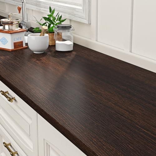 ReWallpaper Wood Wallpaper Dark Brown Wood Contact Paper Peel and Stick Waterproof Wood Grain Contact Paper for Countertops Cabinets Doors Table Desk Self Adhesive Thicken Textured Vinyl 17.7×78.7"