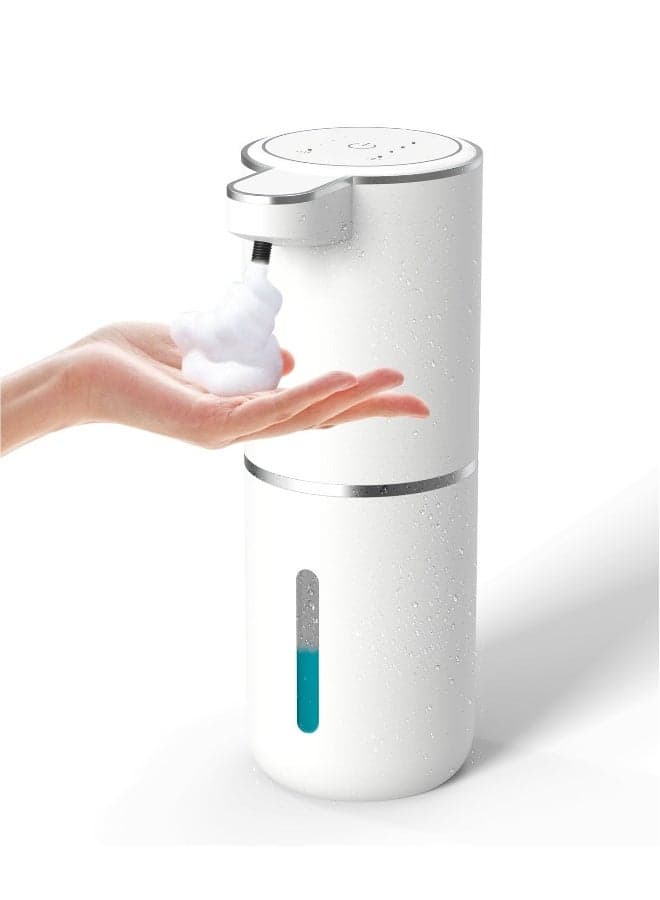 Automatic Foaming Soap Dispenser USB Rechargeable Touchless Pump with Four Adjustable Foam Levels Suitable for Bathroom Kitchen Office and Hotel 400ml Capacity