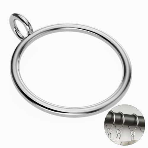 GASRONS 50 Pack Silver Metal Curtain Rings with Eyelets 15 inch Inner Diameter Drapery Rings Apply for Curtain RodsFits Up to 1 14Inch Rod