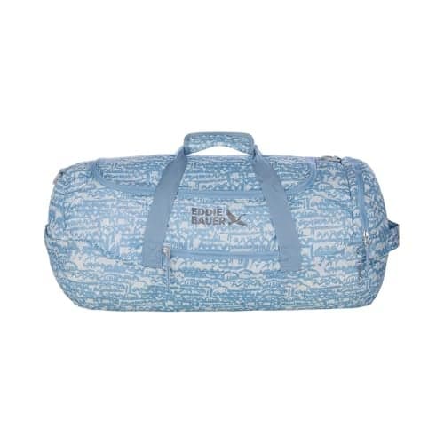 Eddie Bauer Stowaway Packable Duffel Bag Travel Foldable Lightweight Durable Ripstop Polyester 45L Blue Frog