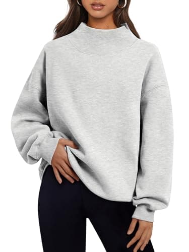 Trendy Queen Womens Oversized Sweatshirts Turtleneck Pullover Long Sleeve Hoodies Tops Fall Fashion Outfits 2025 Clothes Grey XXL