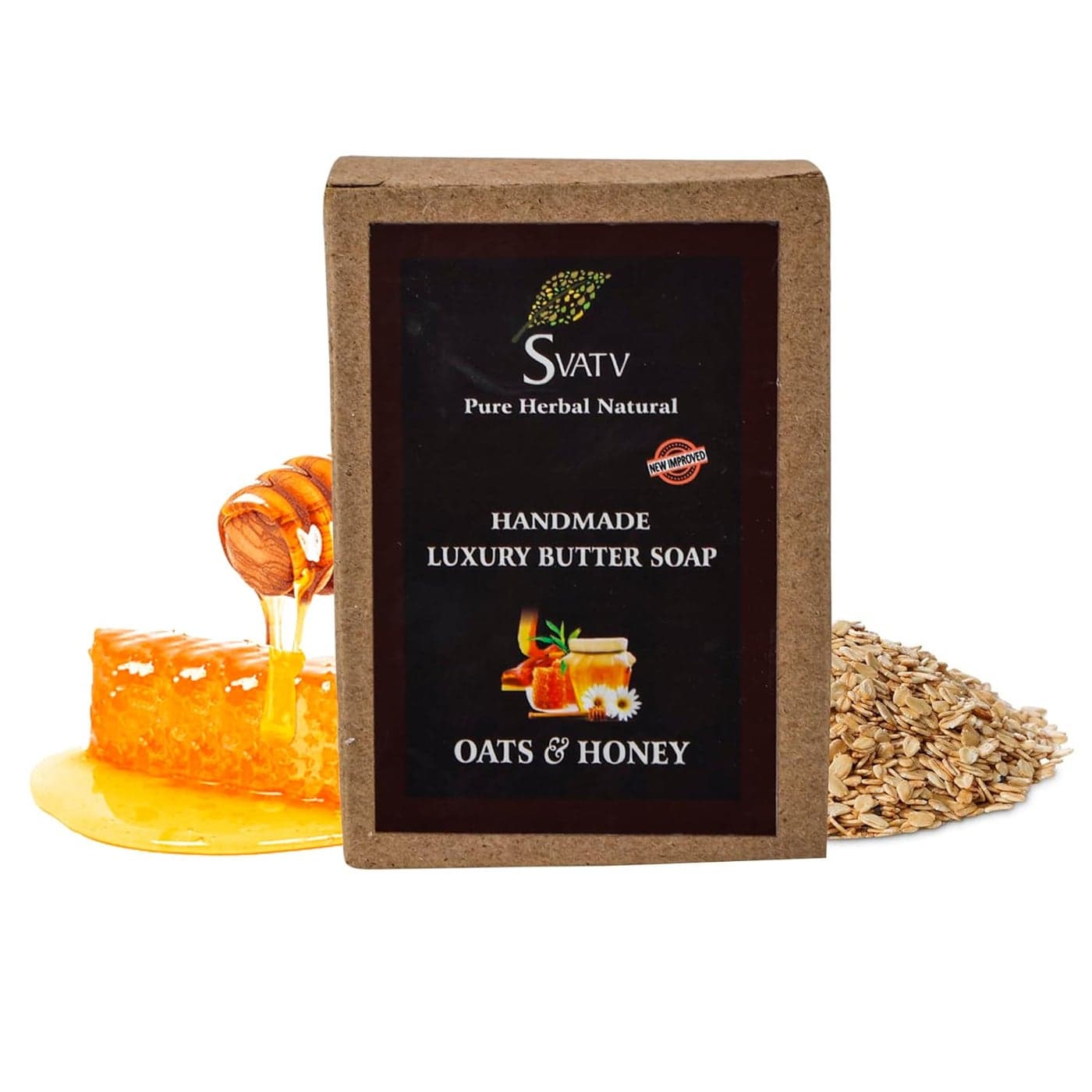 SVATV Handcrafted Soap with natural soothing herbs of HONEY OATS I For Men and Women Kosher GMP Certified Soap Traditional Ayurvedic Herbal Soap for all skin type 125g