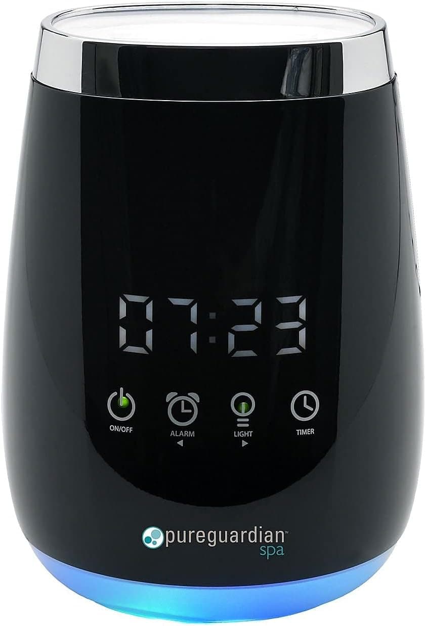 PureGuardian Diffuser for Essential Oils, Ultrasonic, Cool Mist, Aromatherapy Creates Relaxing Environment, Optional Night Light, Alarm Clock, Timer, Up to 5-8 Hours, SPA260