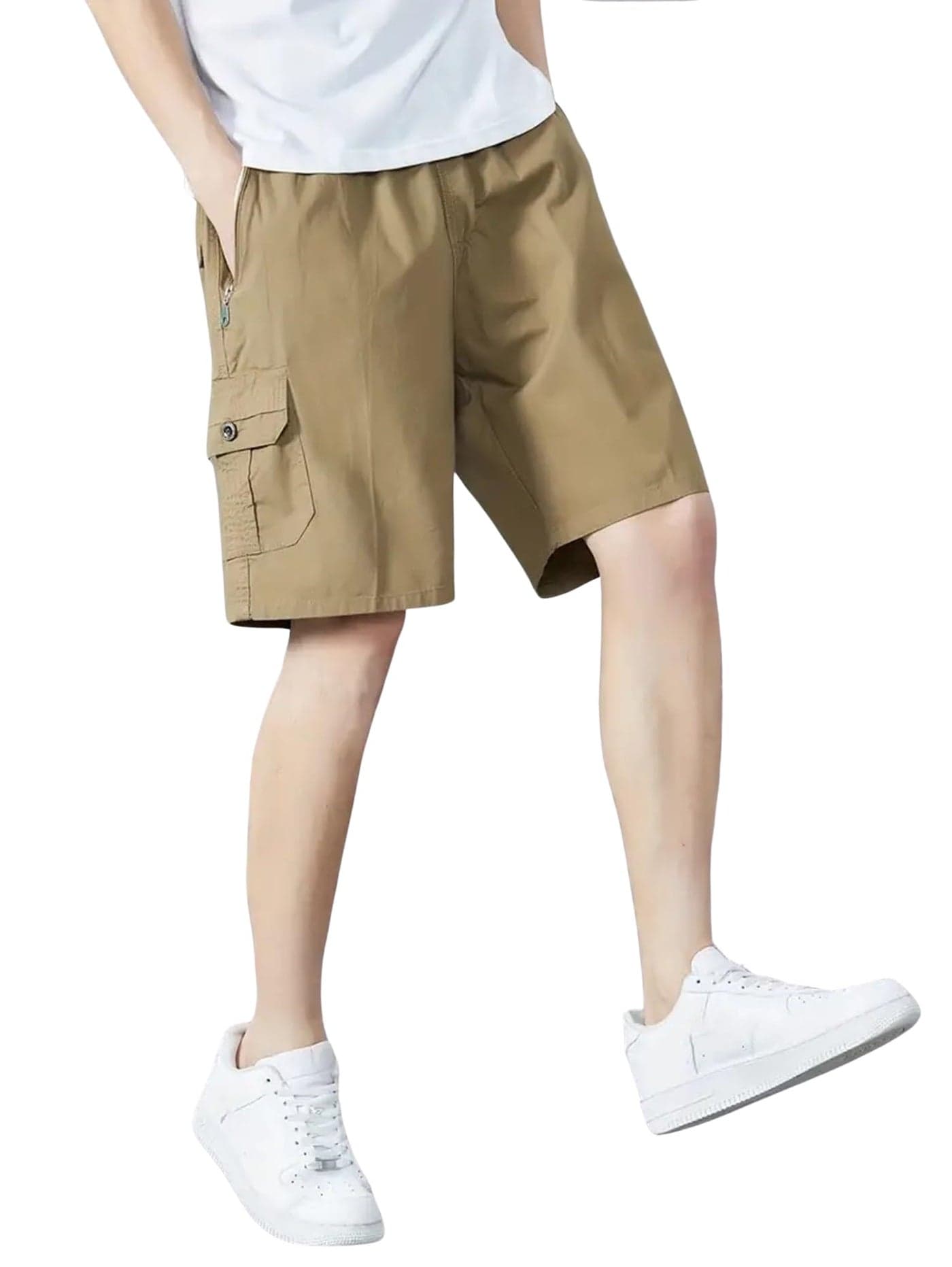 Lymio Men Cotton Shorts || Men Casual Shorts (Short-13-Khakhi-2XL)