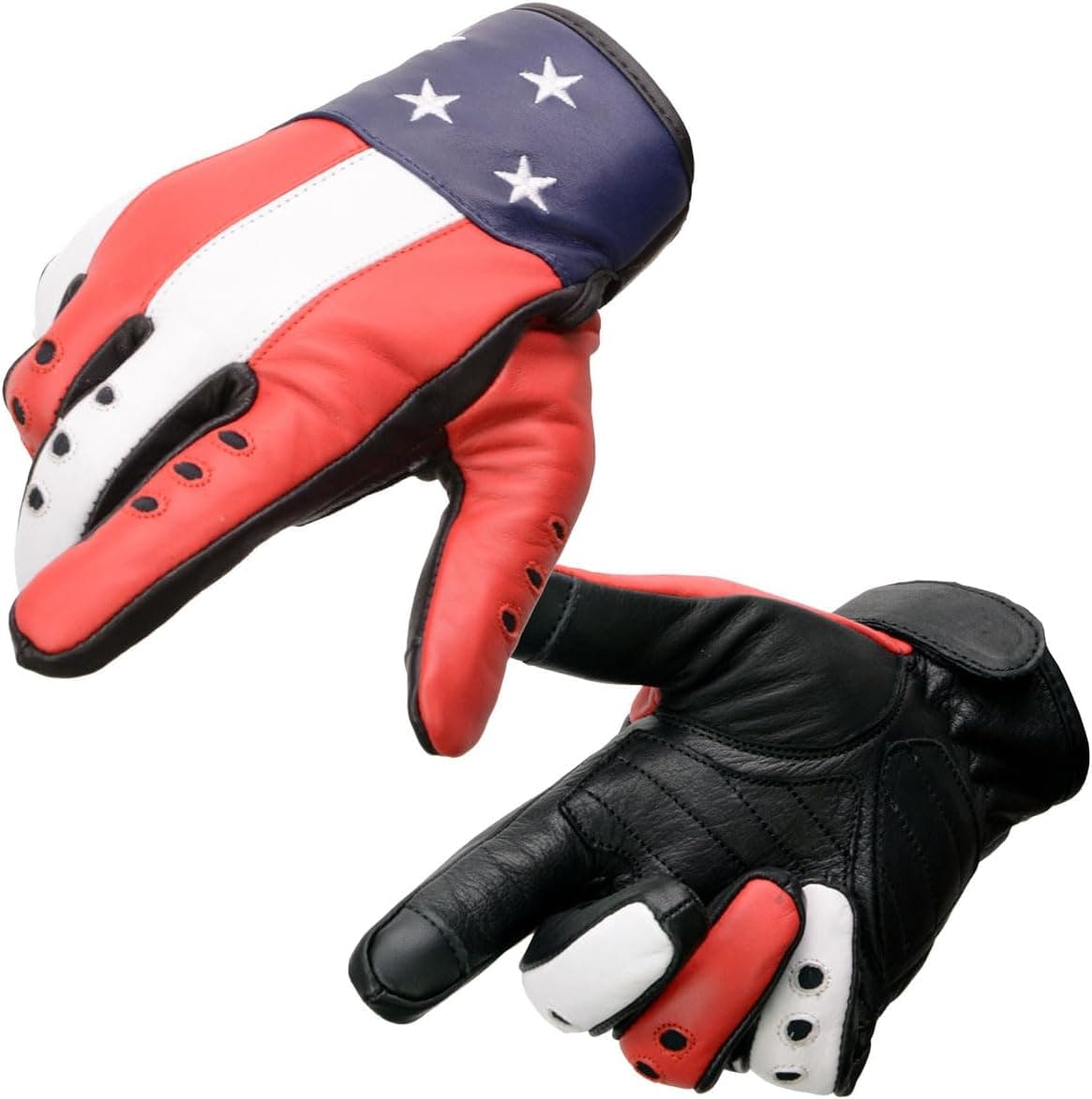Milwaukee Leather Men's Leather Gloves - Red, White, and Blue Design
