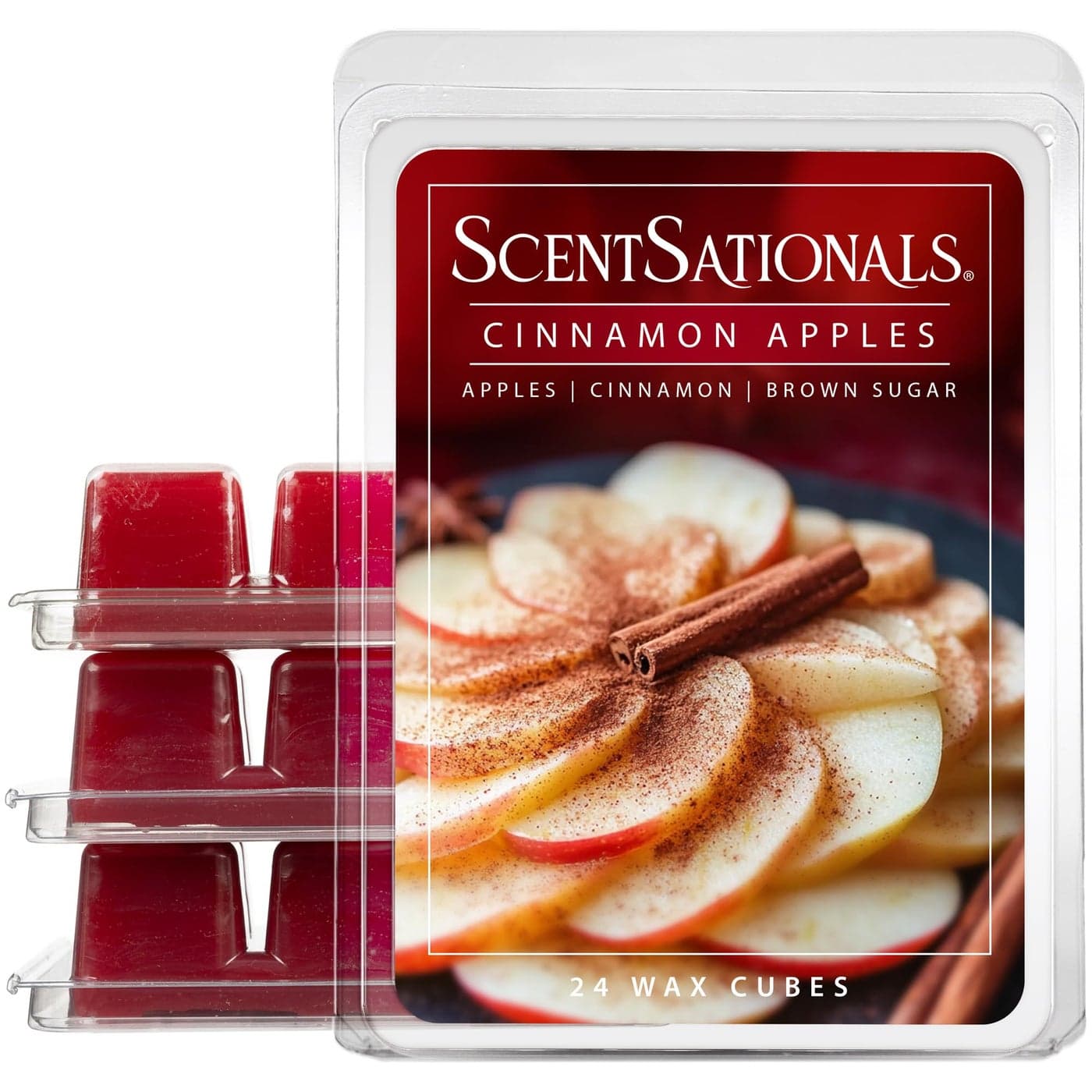 Scentsationals Christmas Wax Melts Wax Cubes Strong Scent Cinnamon Apples Long Lasting Scented Melts for Warmer 10oz 24Cubes