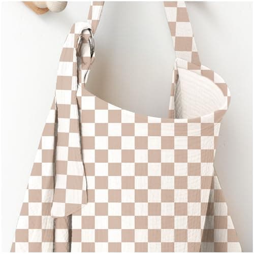 Muslin Nursing Covers for Breastfeeding, Privacy Breast Feeding Cover with Arch Neckline for Mom and Baby, Breathable 100% Cotton Nursing Apron Multi-use Stroller Cover