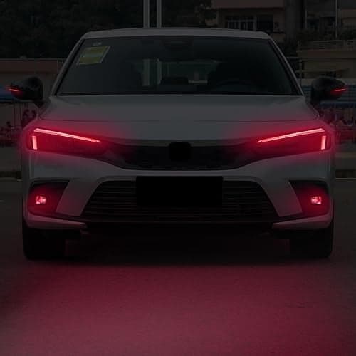TOMALL 3 Pair Headlight Fog Light Rearview Mirror Vinyl Films Smoke Tint Compatible With Honda 11th Gen Civic 2022-2025+ Light Transmission Tint Wrap Exterior Sticker Decorations Trim (Red)