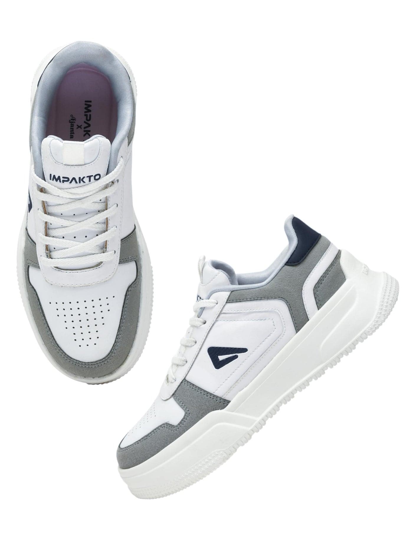Impakto Womens Sneakers | Lightweight Streetwear Sytle Casual Shoes for Travel & College | Low Top Shoes & Wide Toe | Cushioned Insole | Slip Resistance Outsole for Firm Grip Grey