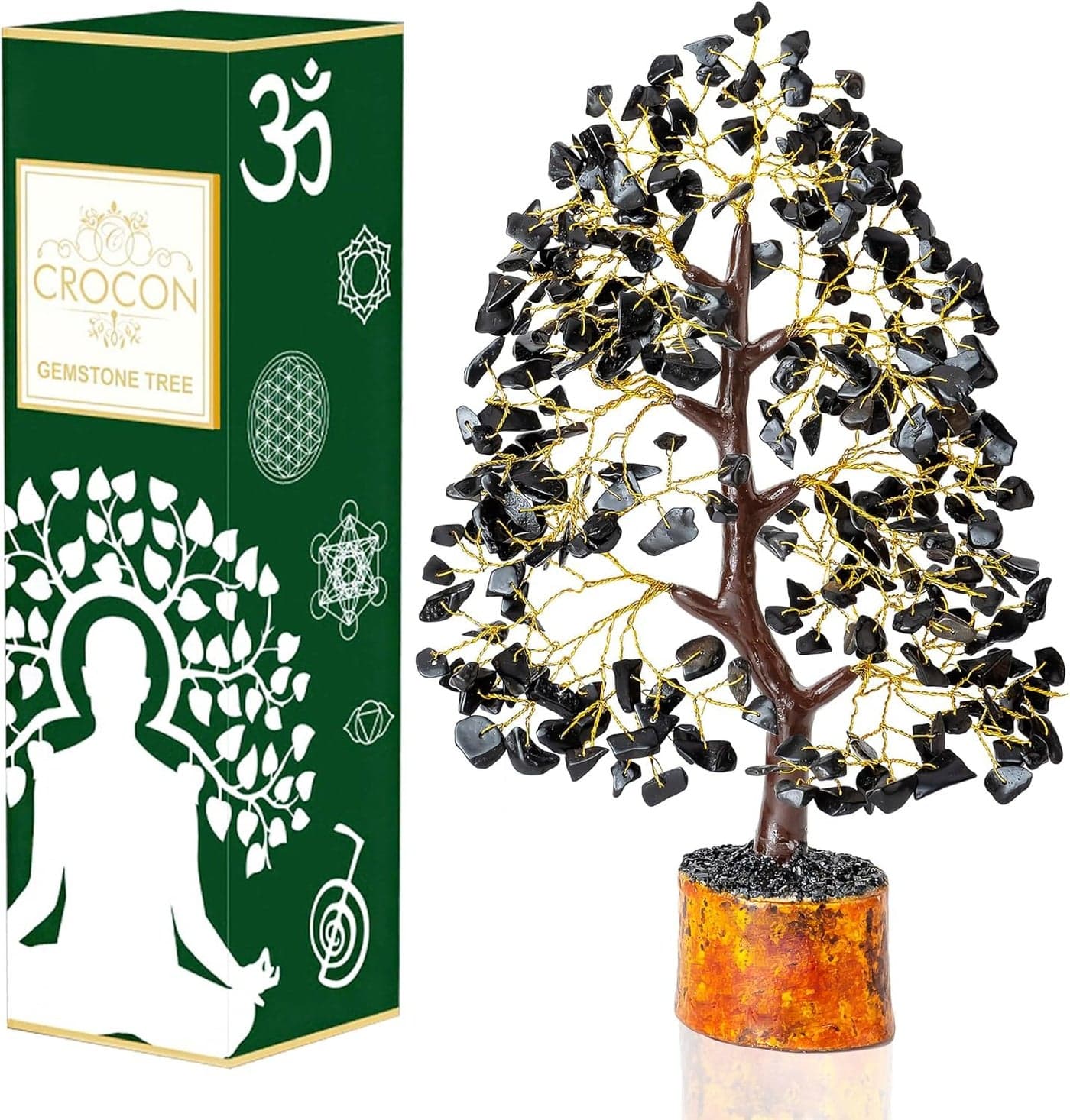 Black Tourmaline Gemstone Tree of Life Crystal Tree for Positive Energy Handmade Chakra Tree Feng Shui Decor Good Luck Gem Bonsai Money Tree Wealth Prosperity Spiritual Mystical Gift