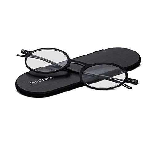 ThinOptics Unisex Adult Glasses Reading, Regular Case / Round Black, 1.00 US
