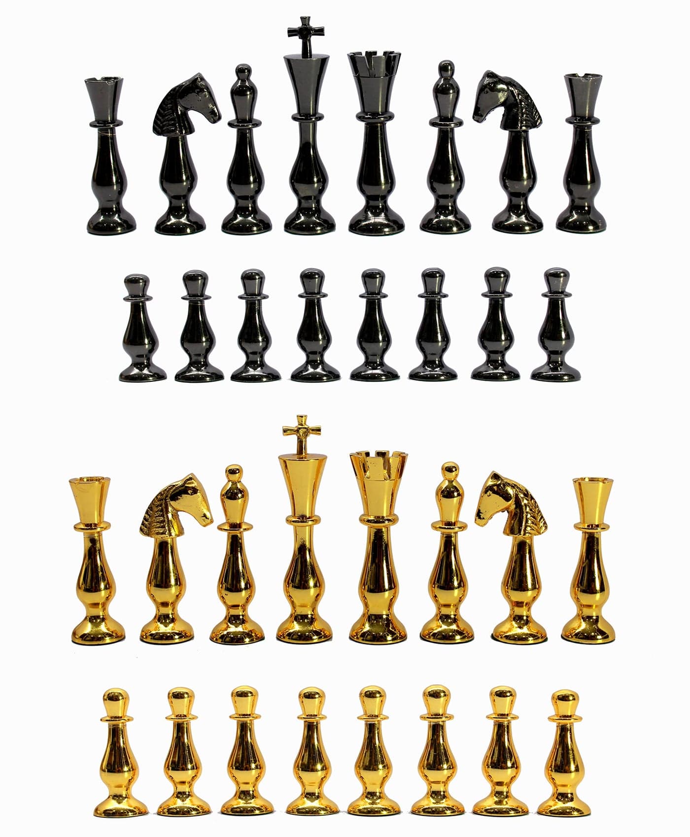StonKraft Collector Edition Brass Chess Pieces Pawns Chessmen Chess Coins Figurine Pieces (3.5" Classic, 2 Players, Age 10+)