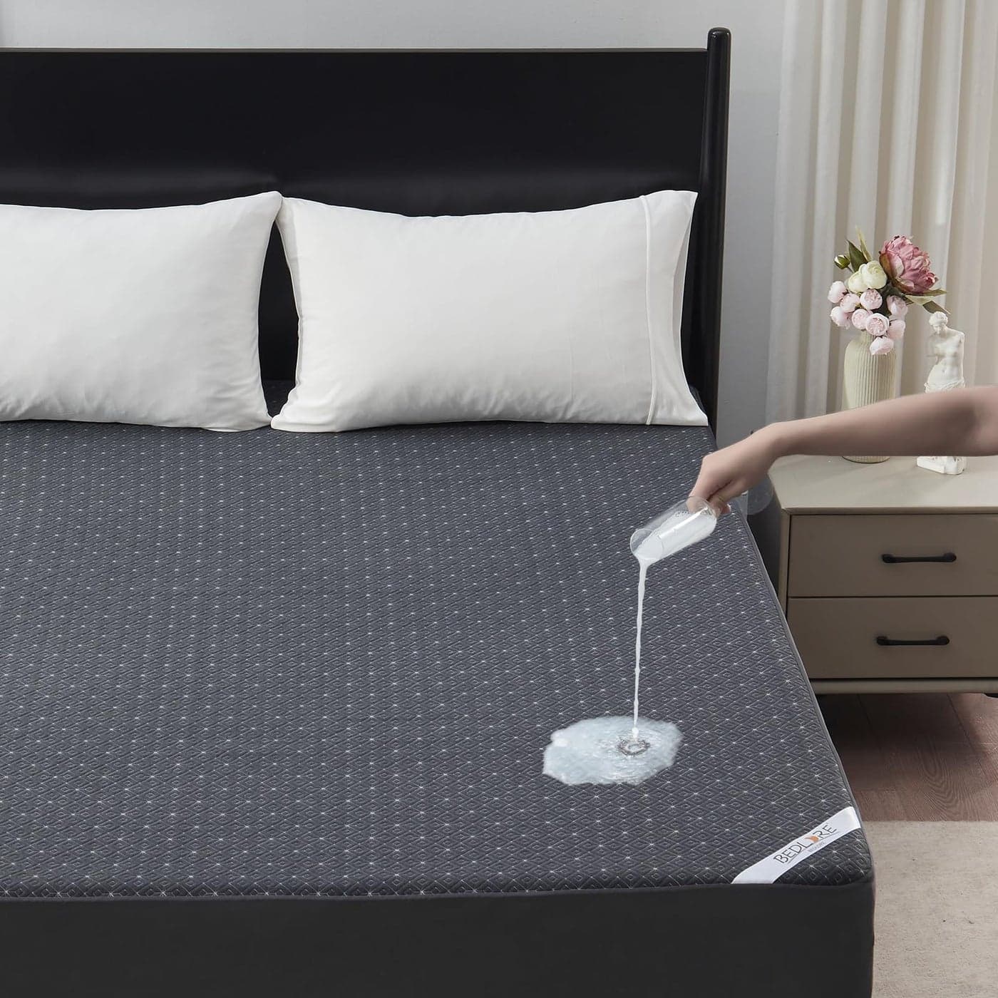 BEDLORE California King Mattress Protector Waterproof Noiseless Mattress Cover with Deep Pocket for 618 inches Mattress Soft Breathable Mattress Pad Machine Washable Dark Gray
