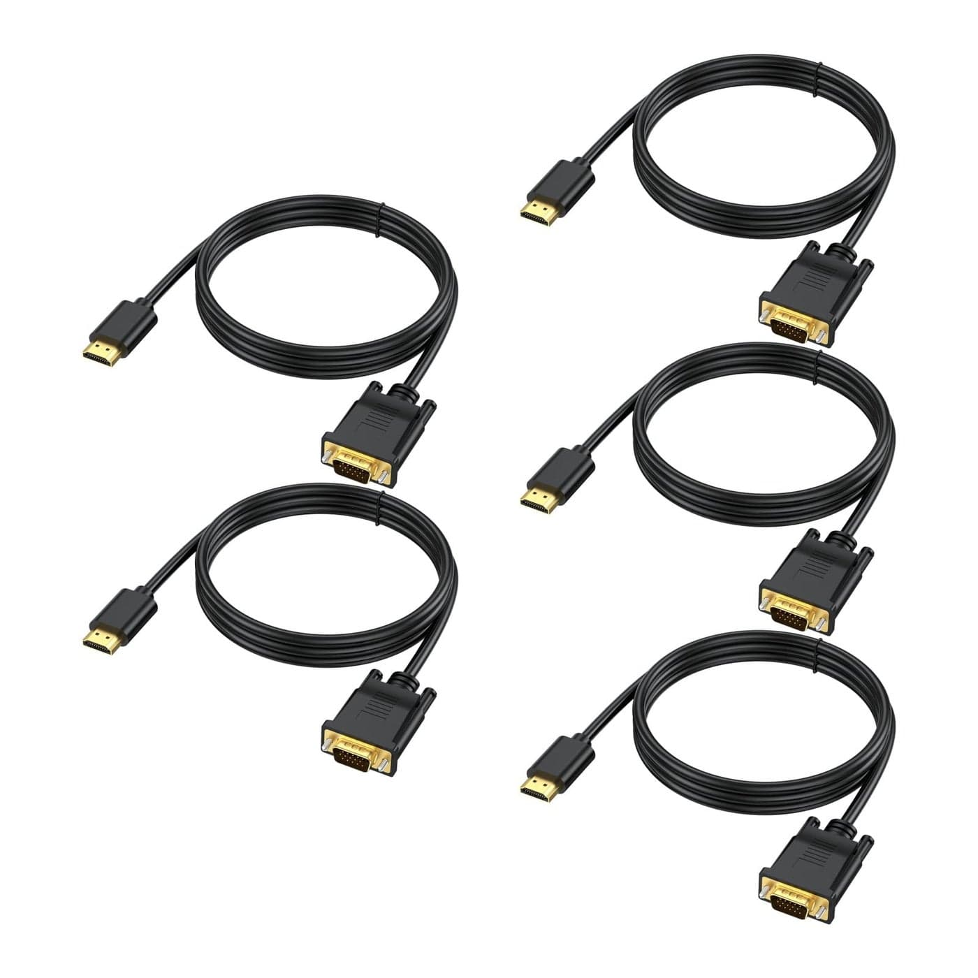 URELEGAN HDMI to VGA Cable 5Pack HDMI to VGA 33 Feet 1080P HD Video Cord Compatible for Computer Desktop Laptop PC Monitor Projector HDTV and More NOT Bidirectional 1M