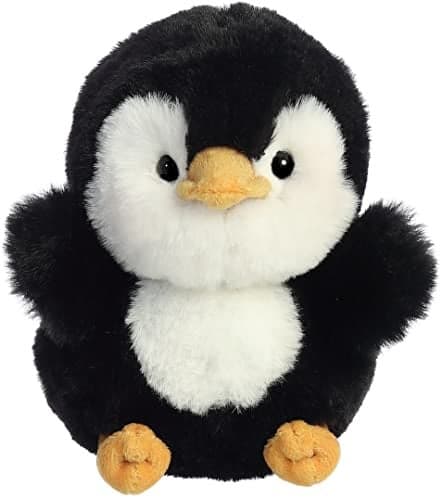 Aurora Playful Rolly Pet Peewee Penguin Stuffed Animal Compact Size for OntheGo Fun for Adults Kids Birthdays and Anniversaries Black 5 Inches