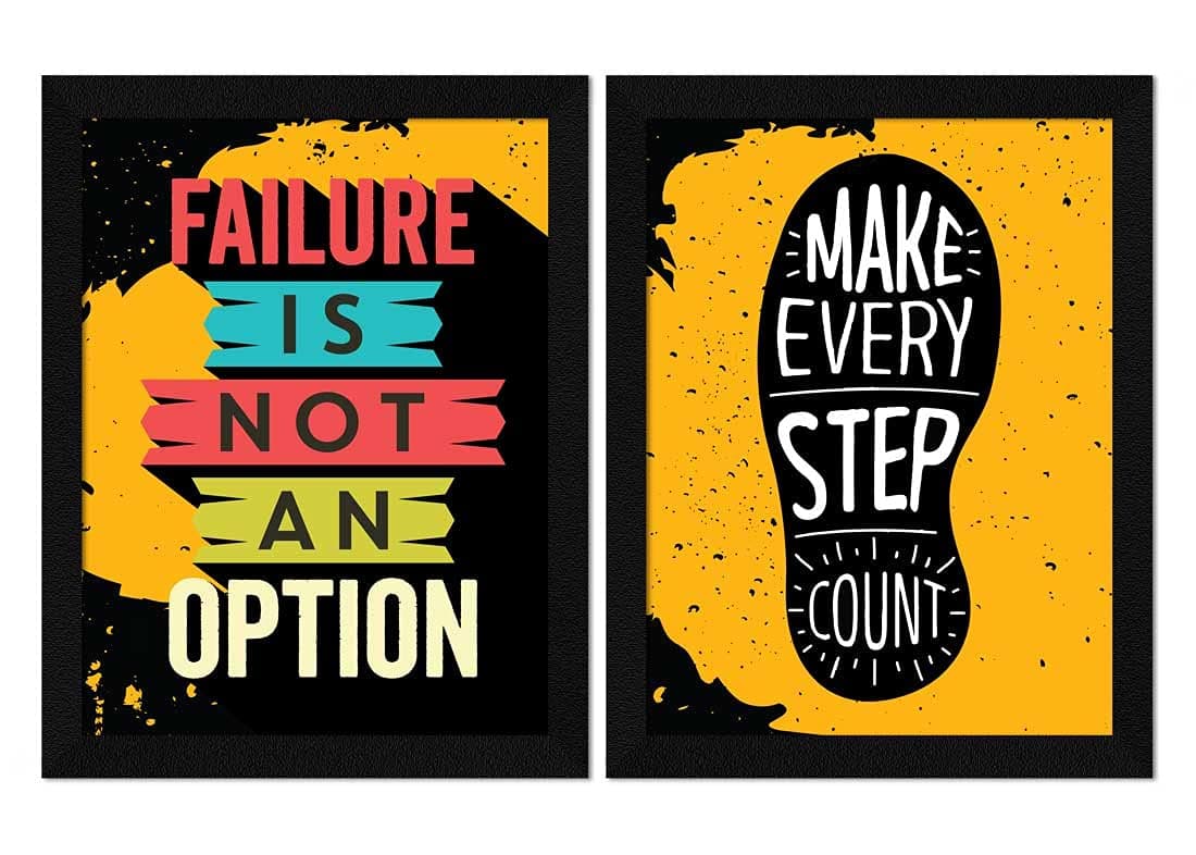 ArtX Paper Motivational Quotes Make Every Step Count Framed Wall Art Painting, Multicolor, Abstract, 10 X 13 inches each, 20 X 13 inches combined, Set of 2