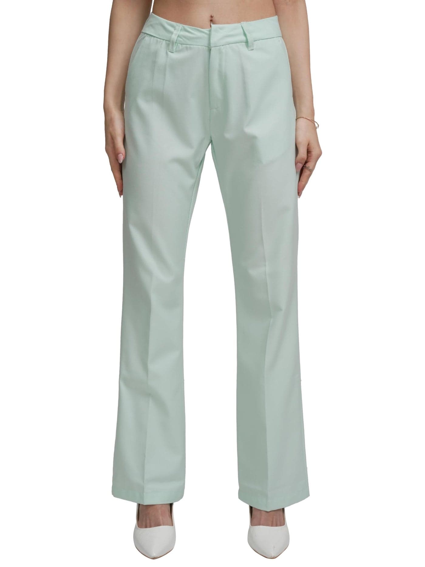 Tokyo Talkies Women Green Solid Trousers | Women Trousers