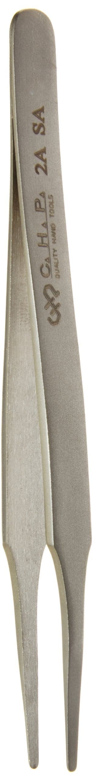 Hakko CHP 2ASA Stainless Steel NonMagnetic Precision Tweezers with Rounded Tips Thin Tapered Tines 434 Length