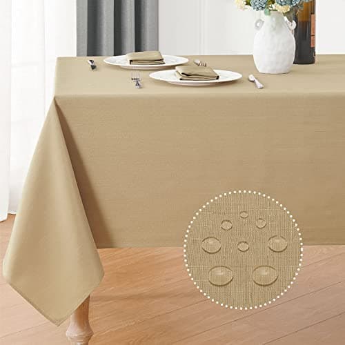 Veblandy Faux Linen Rectangle Tablecloth Waterproof 52x70 inch Table Cloth Stain and Wrinkle Resistant Washable, Decorative Fabric Table Cover for Dining, Kitchen, Wedding and Parties, Coffee