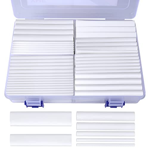 XHF 205 PCS Length 3.5" White 3:1 Waterproof Automotive Electrical Heat Shrink Tubing Assortment Kit Large Size Marine Grade Adhesive Lined Tube, Insulation Sealing