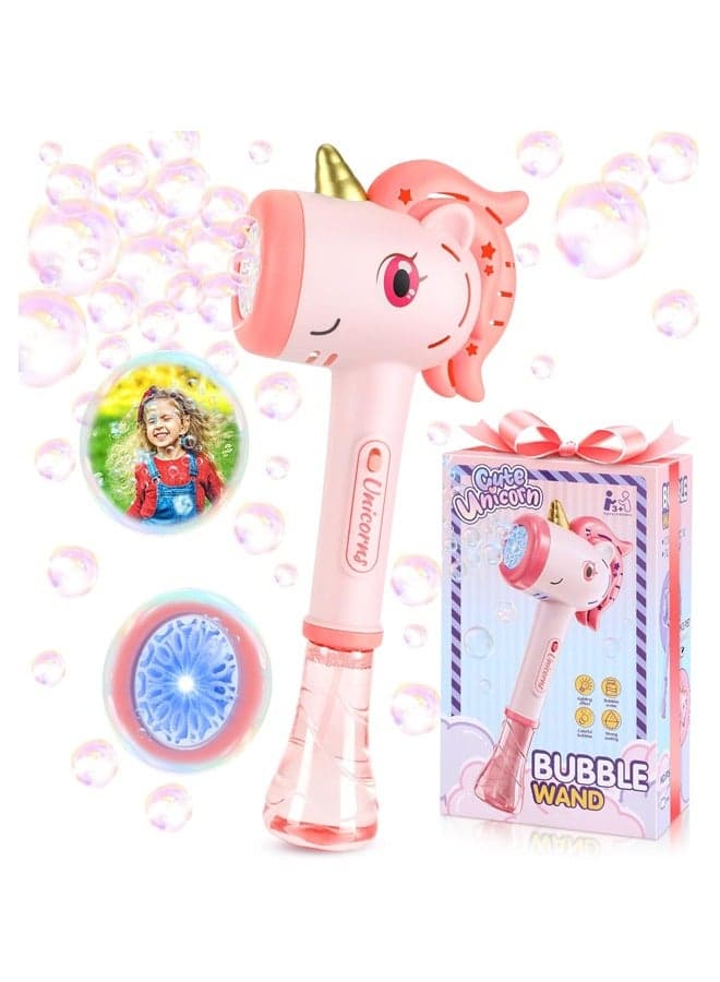 Toys for 3+ Year Old Girls Kids: Unicorn Bubble Wand with Cool Light Gifts for Age 3 4 5 6 7 8 Years Old Kids Baby Bubble Machine for Parties Birthday for Toddler Ages 3-8