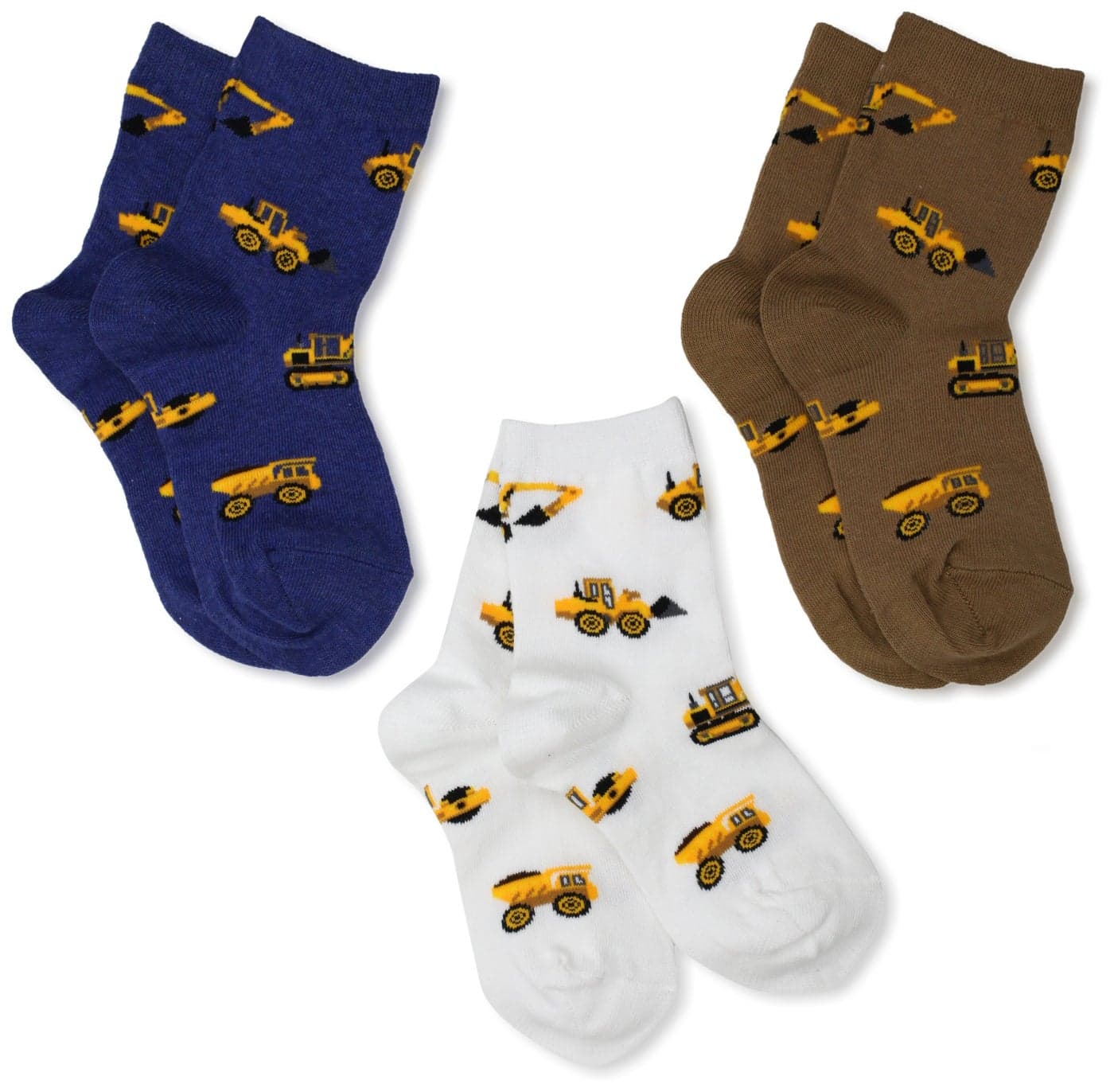 Jefferies Socks Little Boys' Construction Triple Treat Socks 3 Pair Pack, Putty, Toddler