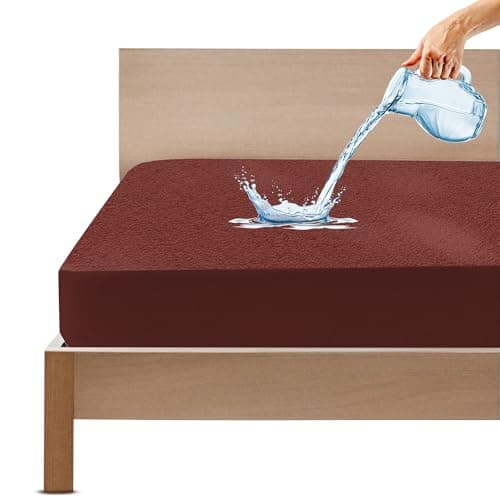 GADDA CO Single Bed Waterproof Mattress Protector | Ultra Soft Cotton Feel Terry | Breathable & Hypoallergenic | 75x36 inch (6.25x3 ft) | Coffee | Pack of 1