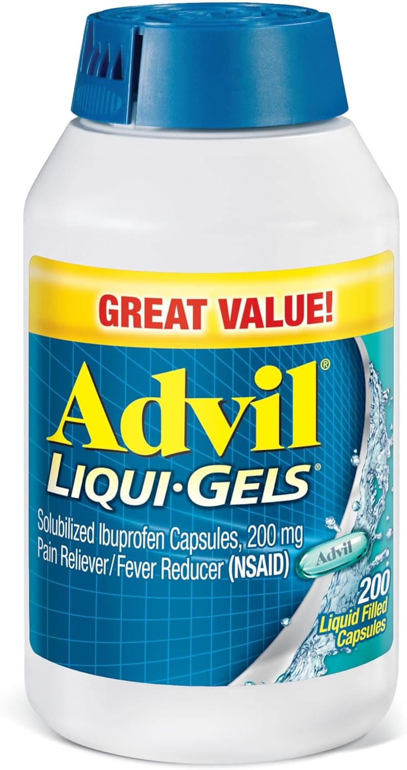 Advil LiquiGels Pain Reliever and Fever Reducer Pain Medicine for Adults with Ibuprofen 200mg for Headache Backache Menstrual Pain and Joint Pain Relief 200 Liquid Filled Capsules