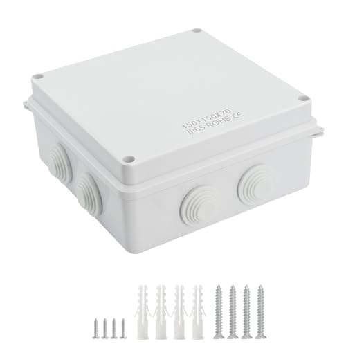 LeMotech ABS Plastic Dustproof Waterproof IP65 Junction Box Universal Electrical Project Enclosure White 5.9 x 5.9 x 2.8 inch (150 x 150 x 70 mm)