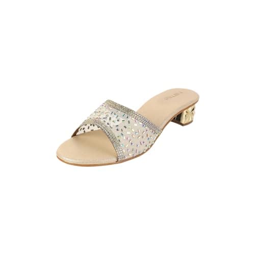 Metro Women Gold Block Heel Fashion/Ethnic Slip-on Sandal UK/6 EU/39 (35-1632)