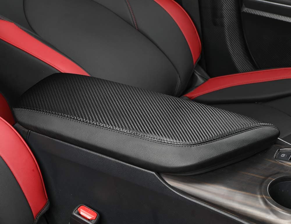 INTGET Car Center Console Armrest Cover for Toyota Camry Accessories 2018-2024 2019 2020 2021 2022 2023 Interior Camry SE/XSE Arm Rest Seat Cover Middle Console Lid Protector (Carbon Fiber Texture)