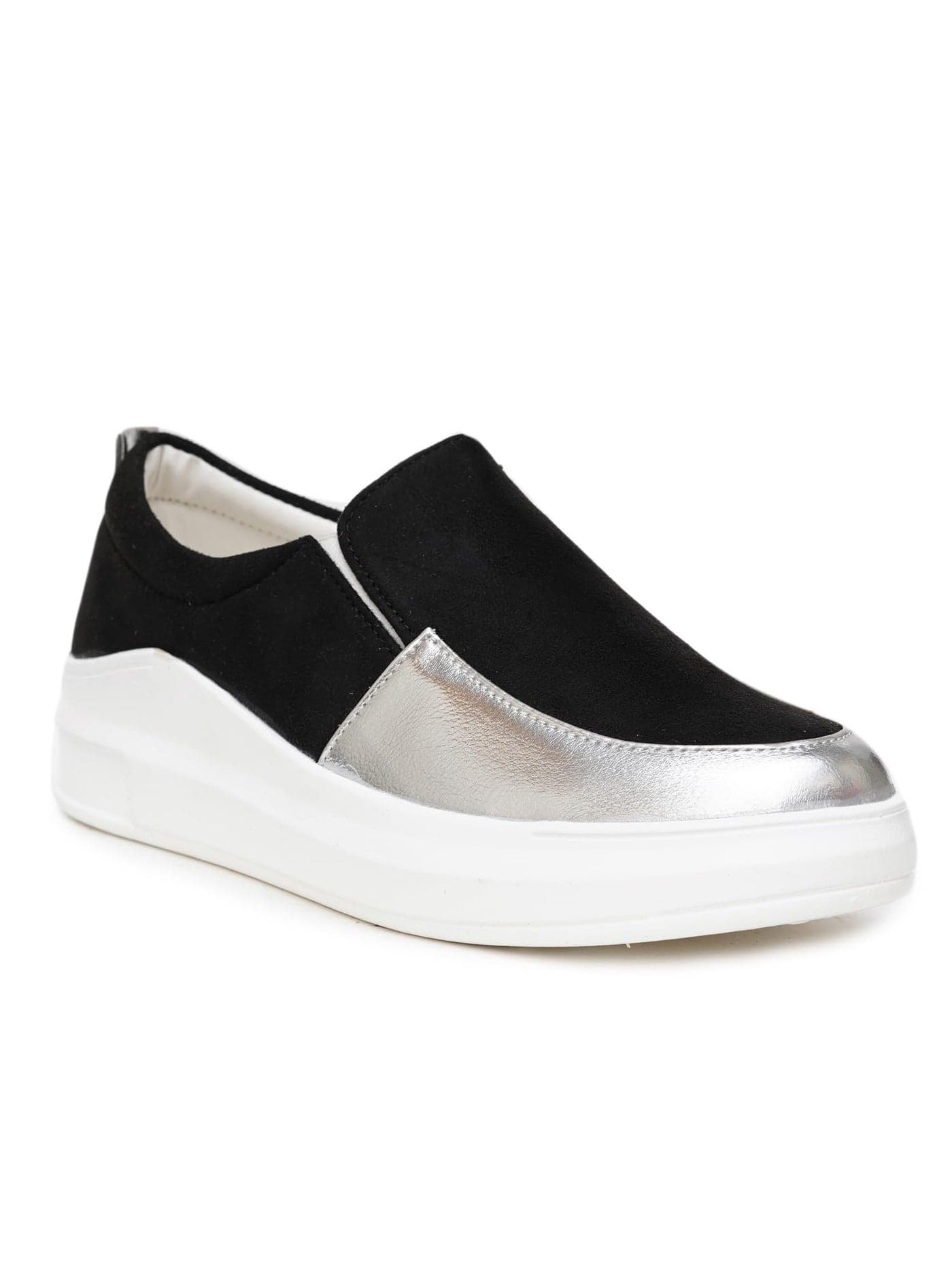 SHOECUBE Womens Swift Haven Black/Silver Sneaker_3 UK (SHCB-KPK-GUD-OL-Black/Silver)