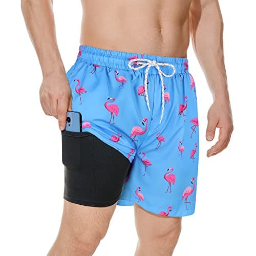 American Trends Men's Swim Trunks Mens Bathing Suit Mens Swim Trunks with Compression Liner Beach Shorts for Men