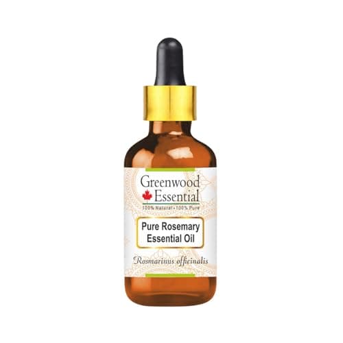 Greenwood Essential Rosemary Essential Oil (Rosmarinus officinalis) with Glass Dropper for Healthy Hair Pure | Non-Sticky | Non-greasy | Lightweight | Men & Women | All Skin Types | Steam Distilled 50ml
