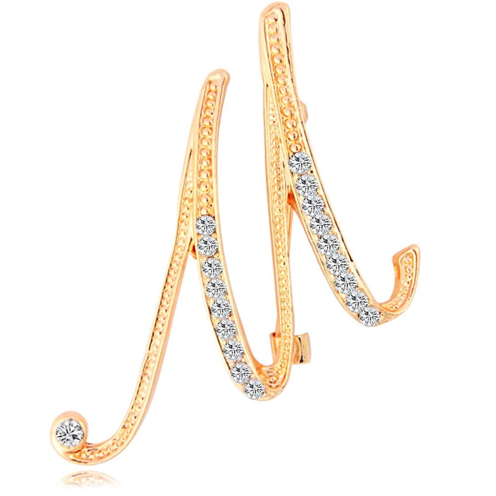 Letter Brooch Pins Initial Rhinestone Brooch for Women Crafts Gold M